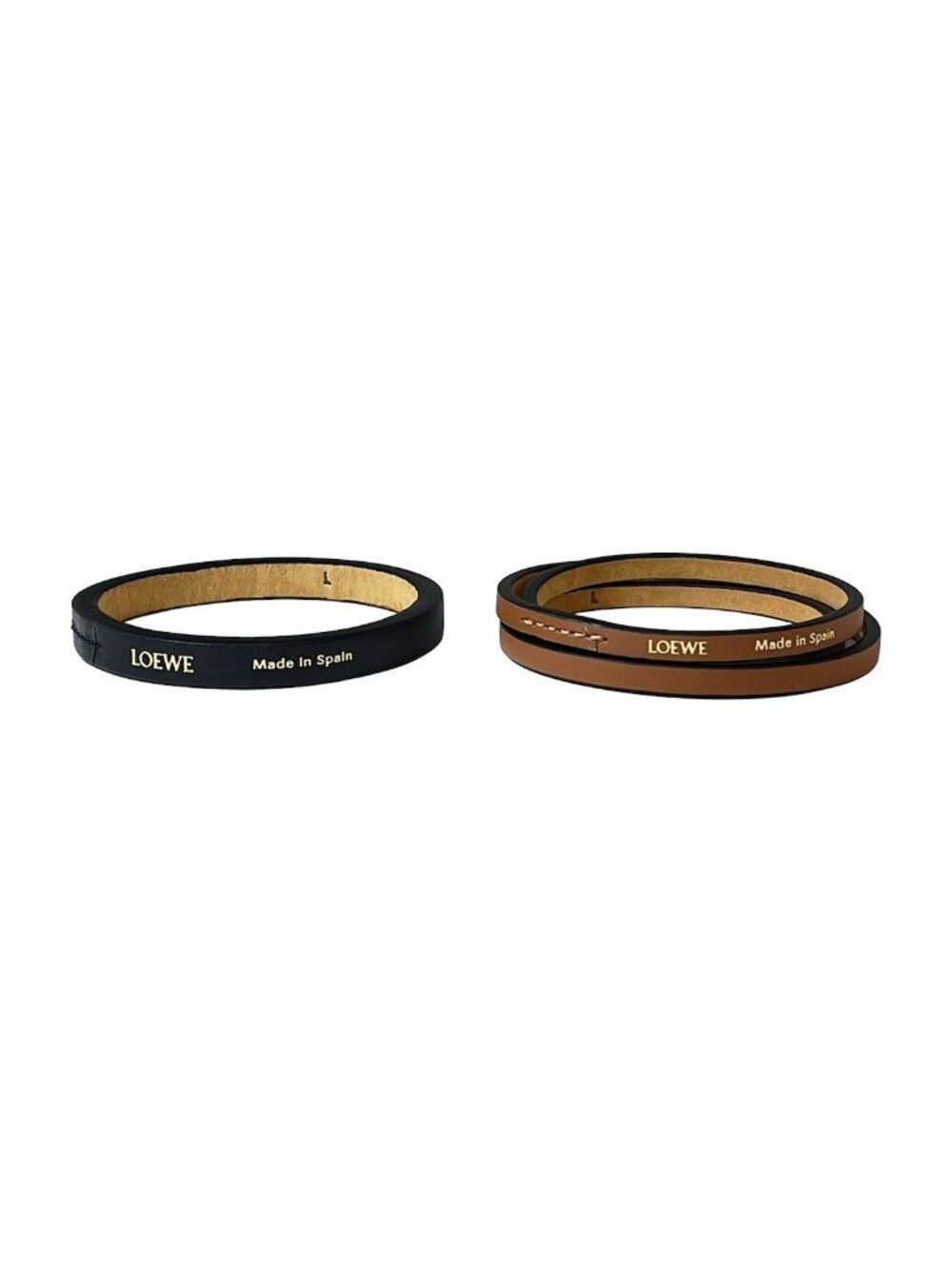Loewe Bangle Double Leather Black L 2 Set Bracelet